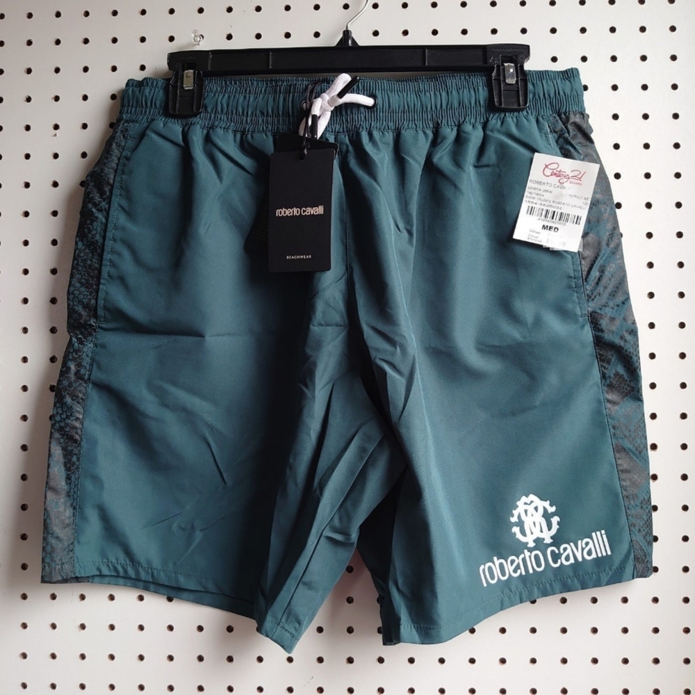 Roberto Cavalli Porto Green Swim Trunks
